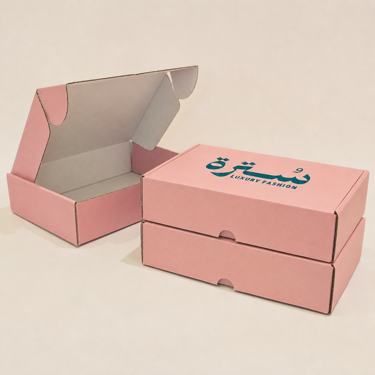 Custom Pink Corrugated Shipping Box 27x18x6.5 cm With 1 color Logo — alternate functional view
