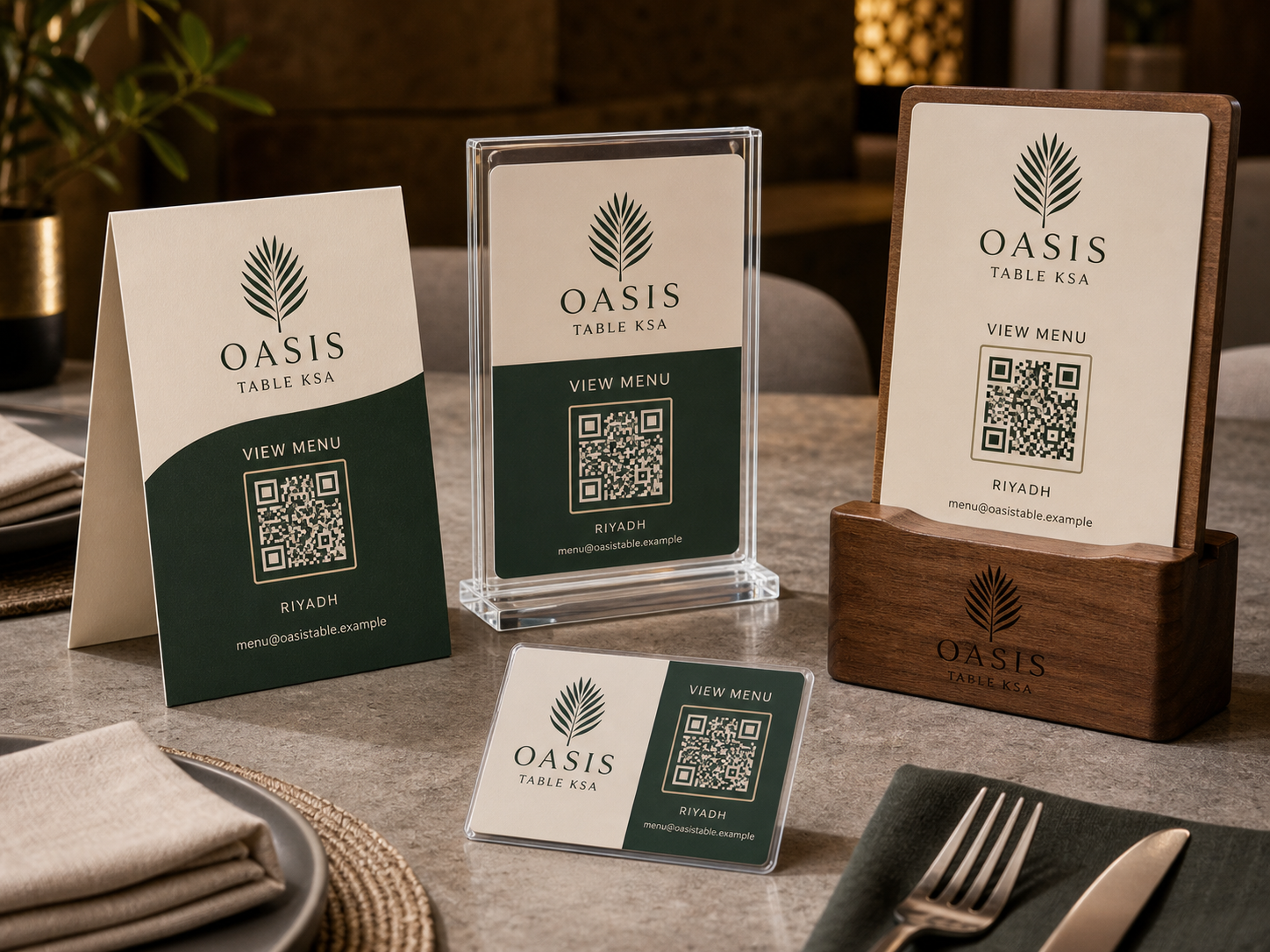 صورة لمنتج منيو طاولة وحوامل QR مخصصة من Madar Print