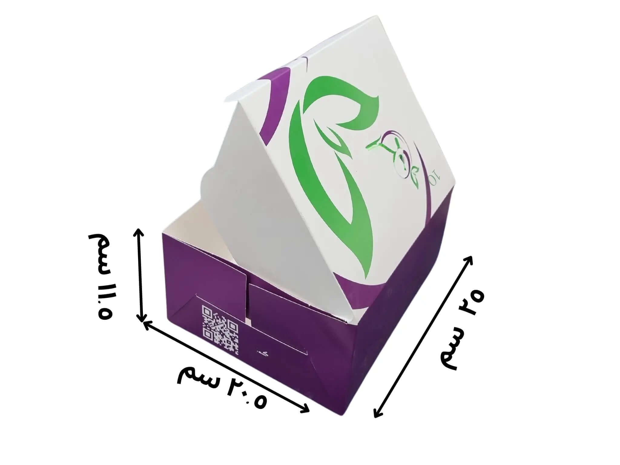 بوكس بأبعاد 25×20.5× 11.5 سم بداخله 8 علب كل علبة طول 10 سم عمق 6 سم ارتفاع 8 سم للبرغر والتوست والبريوش، طباعة بتصميم وشعار العميل
