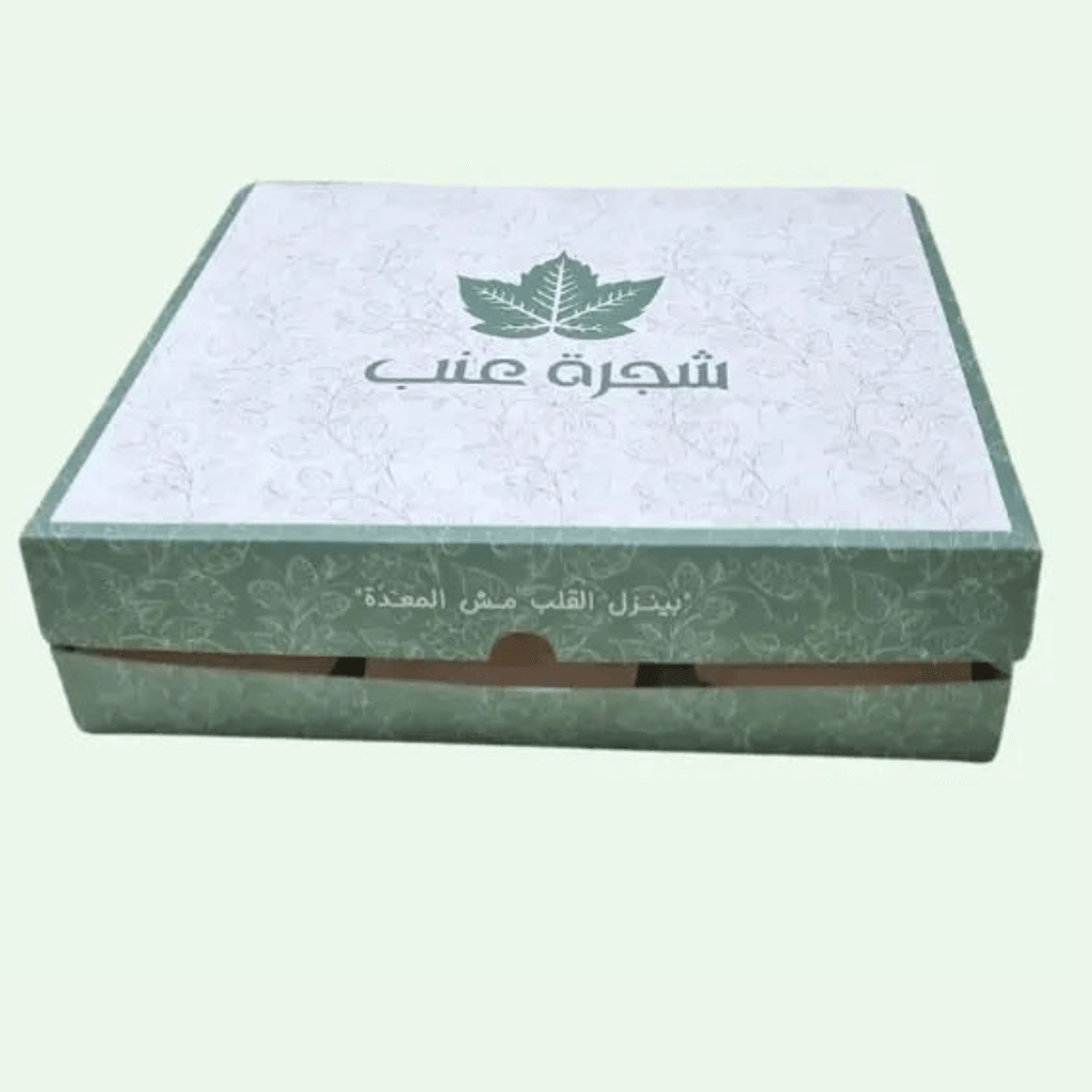كرتون ورق عنب ، كرتون مشكّل ومسخّن 6 صحون كل صحن بسعة 20 حبة ورق عنب، تصميم وتفصيل مع طباعة بشعار العميل