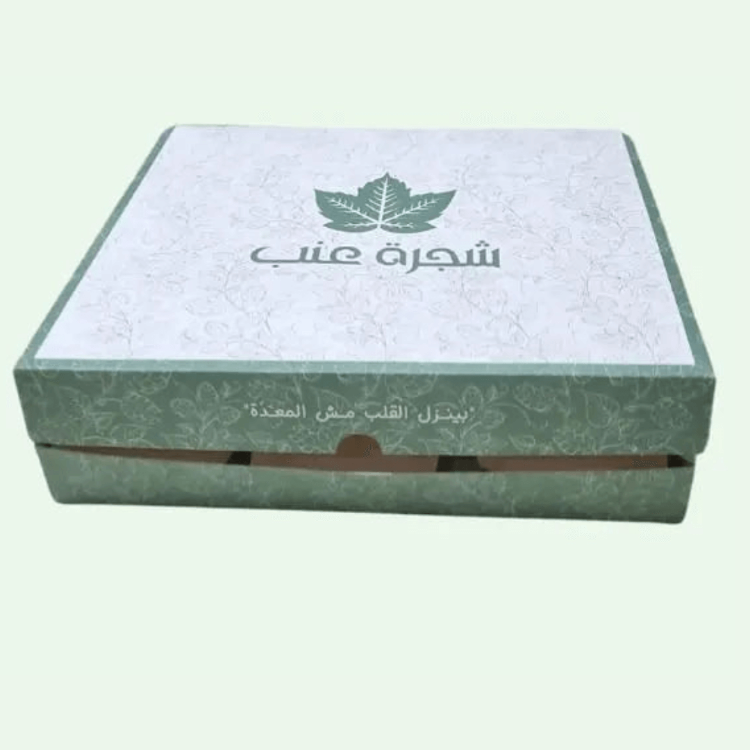 كرتون ورق عنب ، كرتون مشكّل ومسخّن 6 صحون كل صحن بسعة 20 حبة ورق عنب، تصميم وتفصيل مع طباعة بشعار العميل