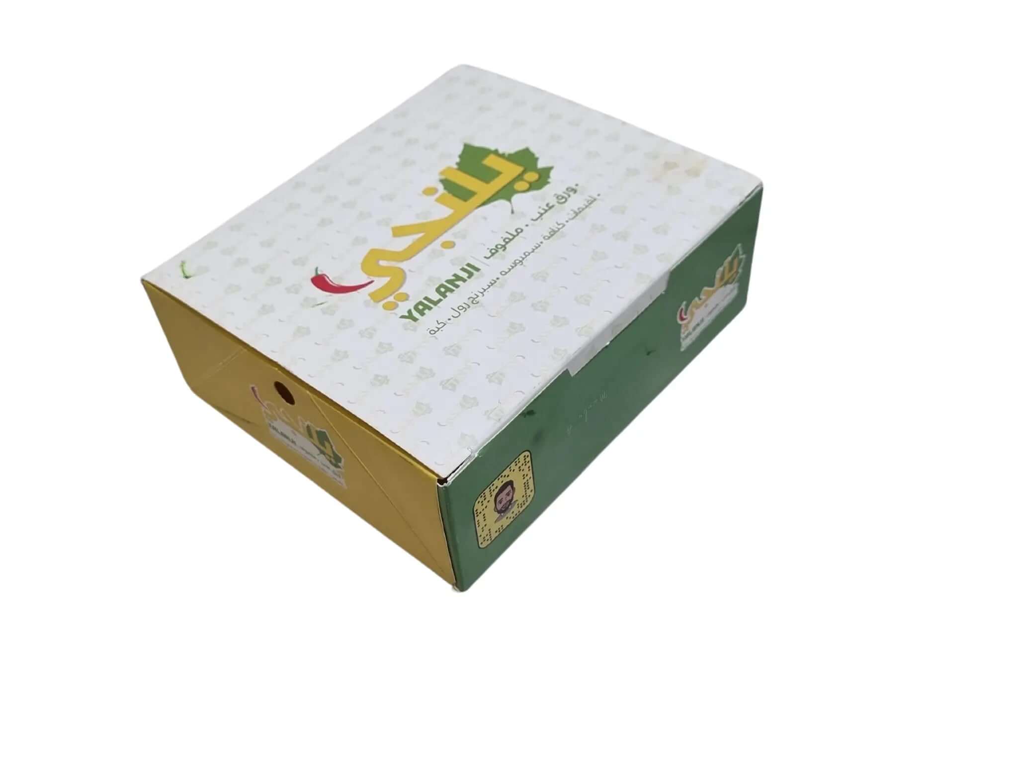 علبة للبسبوسة وورق العنب والملفوف
طباعة بأسعار العميل
الأسعار المعروضة للعلبة بطباعة خارجية وبدون عازل داخلي
للإضافات الأخرى على العلبة مثل الطباعة الداخلية والعازل (عند استخدام مواد رطبة تحتاج إلى عزل) يرجى التواصل للحصول على السعر