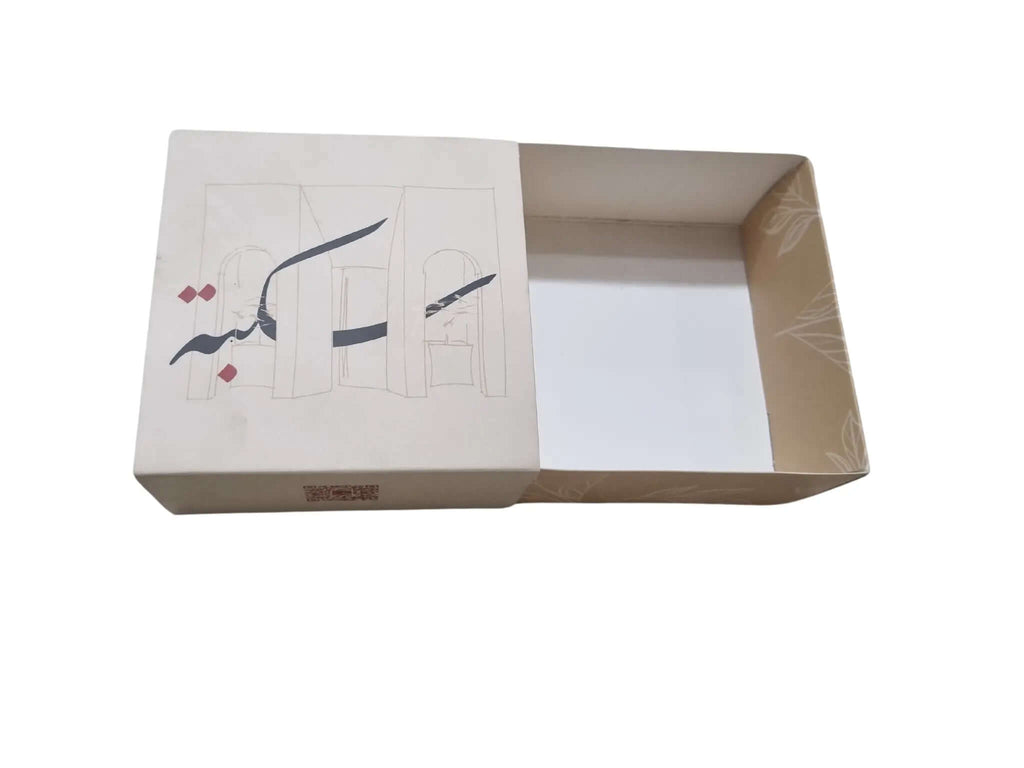 علبة سحب بأبعاد 10×10×5.25 سم ، طباعة حسب الطلب بشعار وتصميم العميل، مع سولوفان خارجي