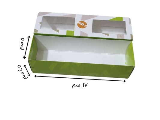 علبة سحب بنافذة شفافة طباعة بشعار العميل

(مزودة بنافذة شفافة ومعزولة بمادة عازلة لامعة (سولوفان لامع
علبة للماكارون والحلا  