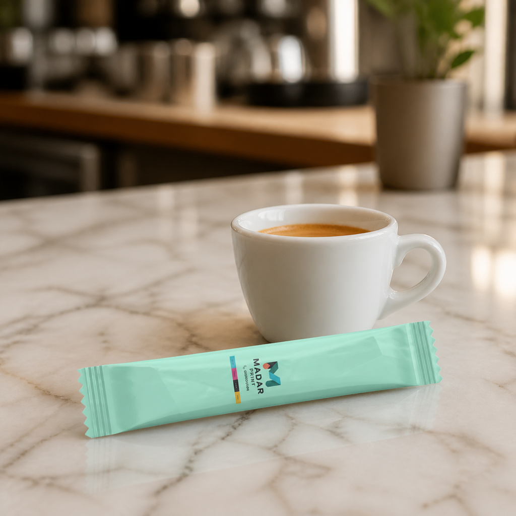صورة استخدام واقعي لمنتج customizable-mini-coffee-or-chewing-gum-bar-packet-ideal-for-samples-gifting
