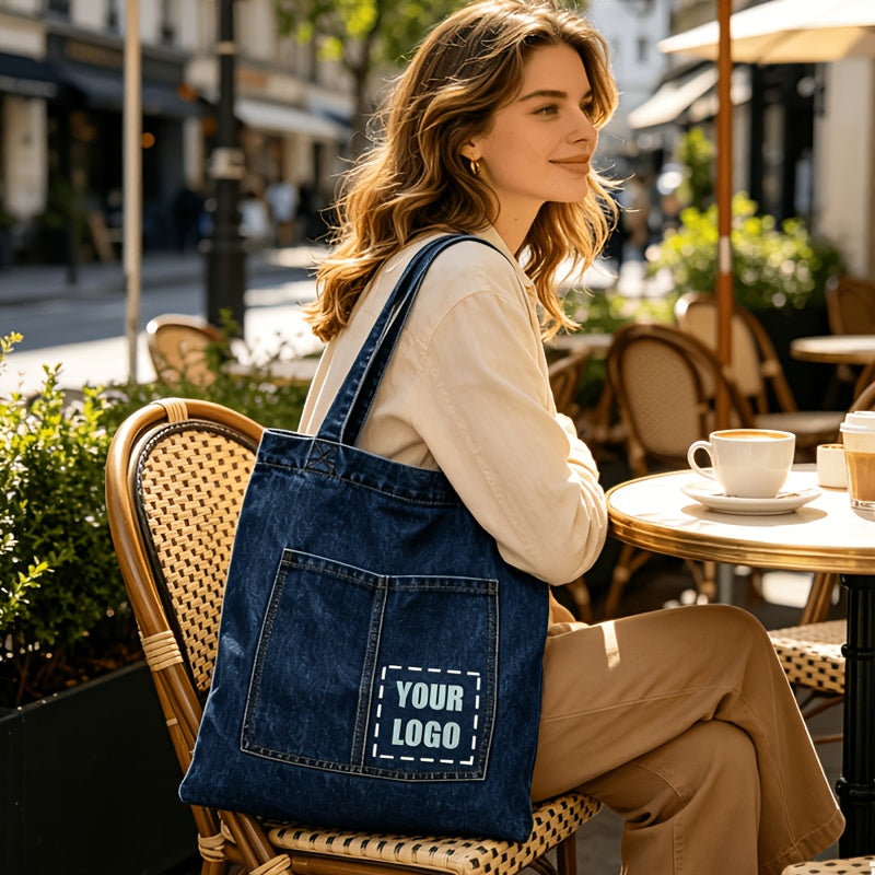 Corporate Custom 1 Custom-patterned Single-shoulder Bag, Navy Blue Pattern/text/logo Women's – Corporate – image 2