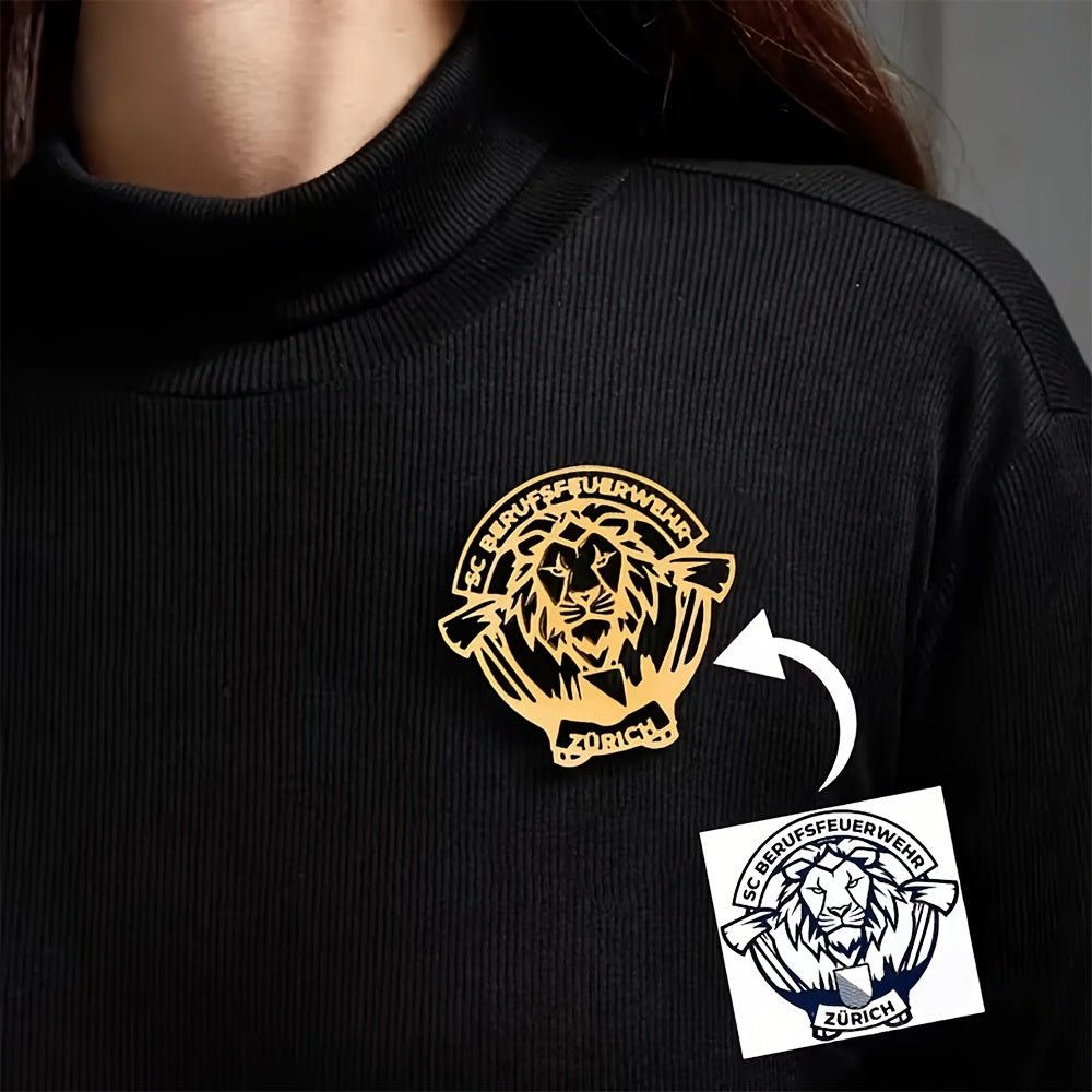 Brand-Forward Stainless Steel Golden Self-Defined Logo Brooch, Custom Hand-Painted Pattern – Marketing – image 1