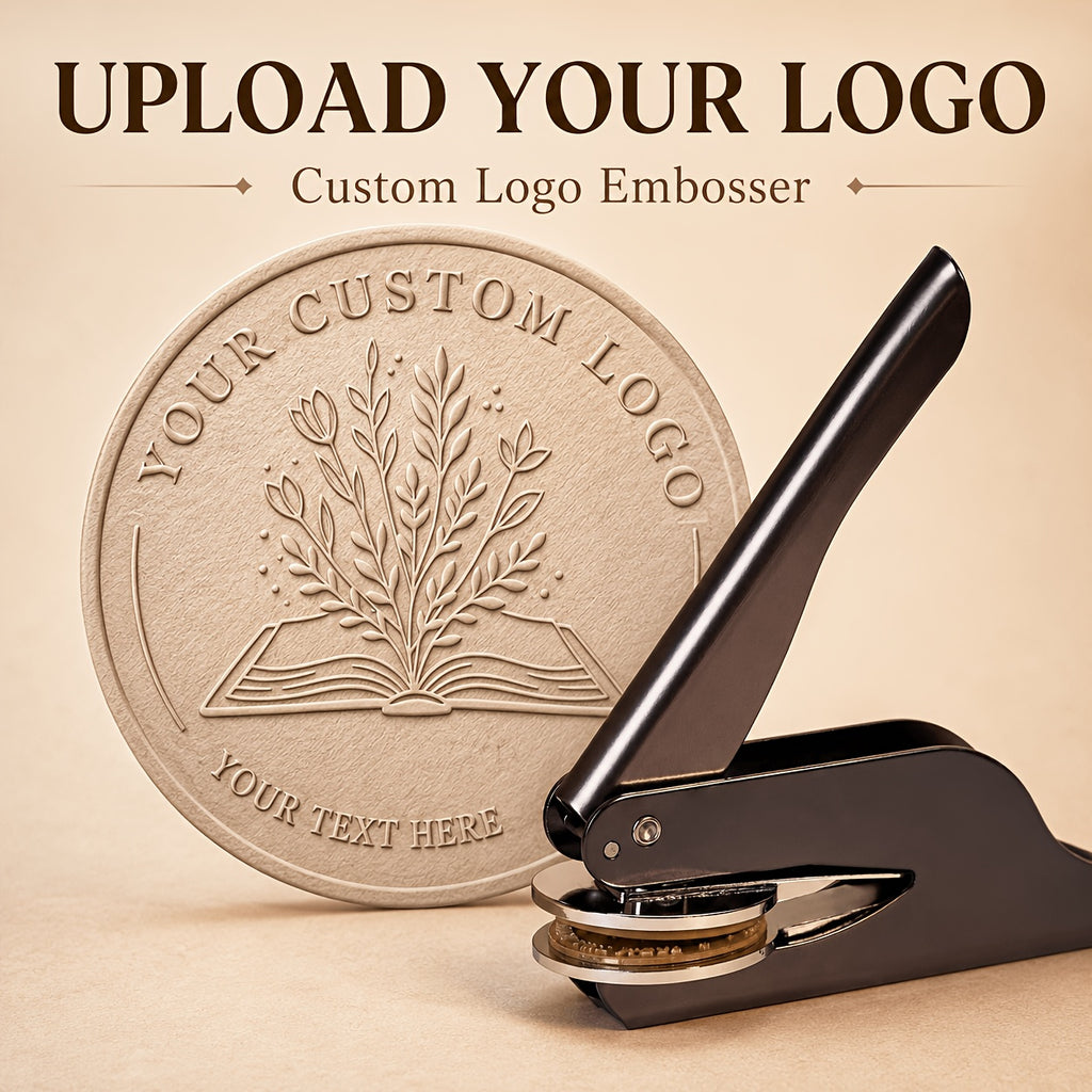 Logo-Ready Packaging & Label – Custom Black Steel Embossing Stamp with Pattern Design Business Logo – image 1