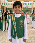 Blank green boys' Sediri bisht with a luxurious gold pattern with two swords and a palm tree — product image 1