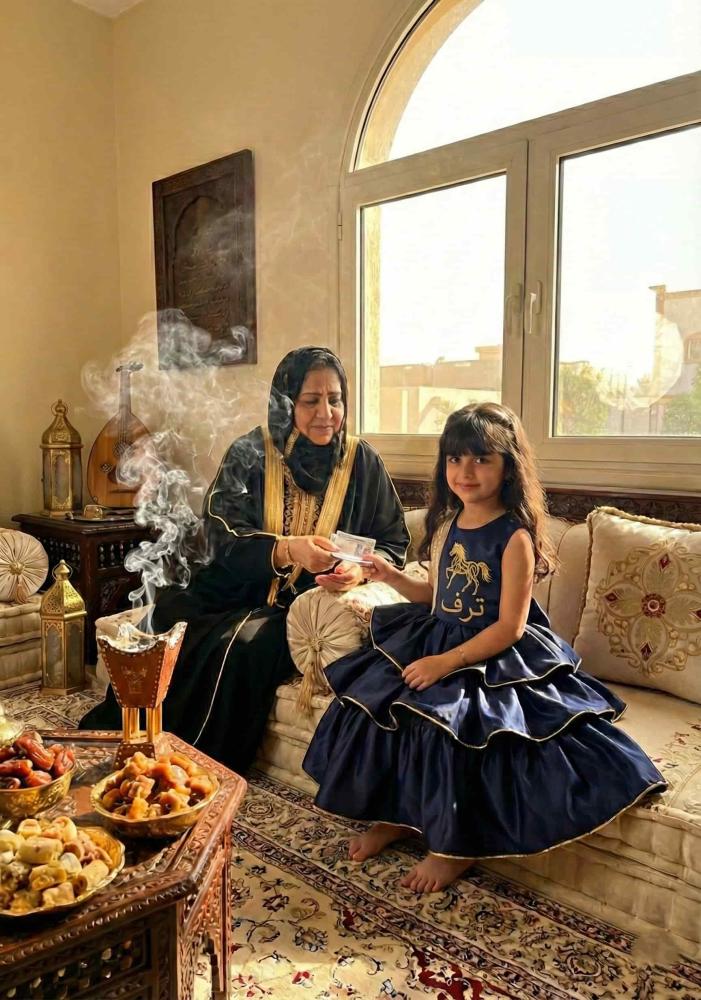 Dark blue Ramadan dress decorated with a luxurious heritage design for Gergean 2026 — product image 4