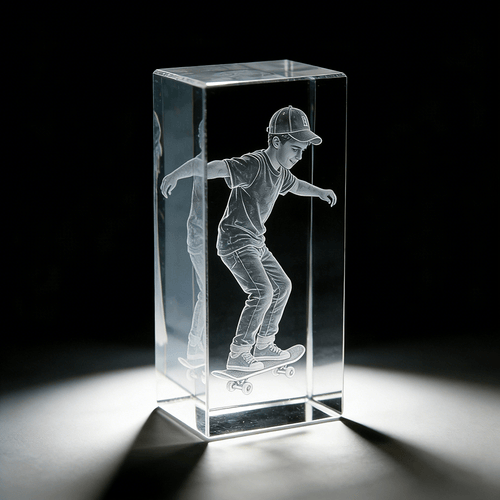 Brand-Forward 3D Custom Crystal Photo Statue Laser Engraved Portrait Cube Waterproof – Marketing – image 2