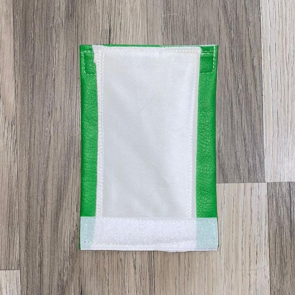 Steering wheel handle in white velvet with plain green leather edges — product image 1