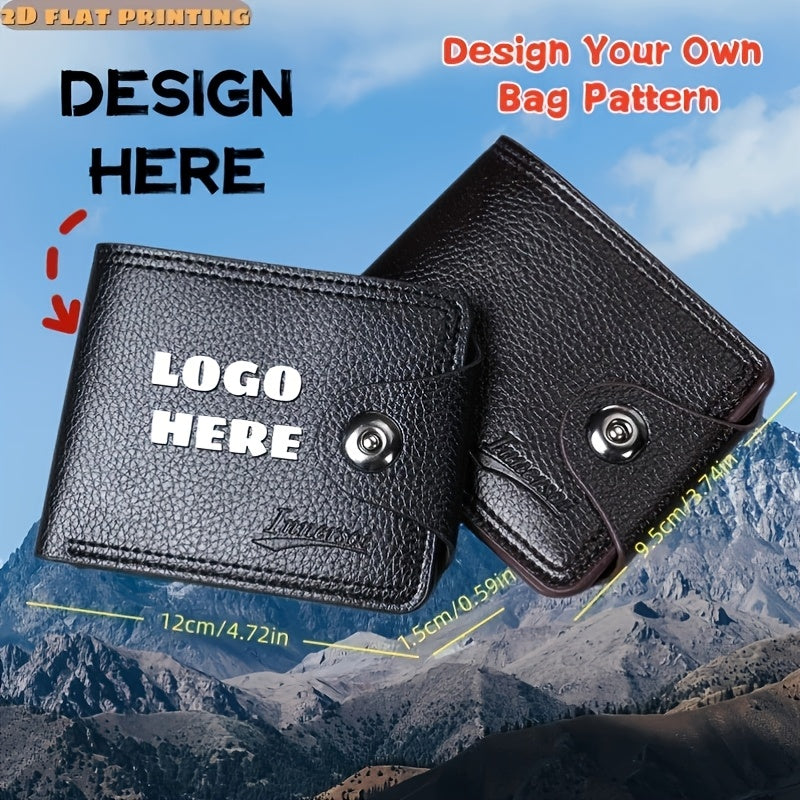 Custom-Printed Branded Bag – CUSTOM Bifold Wallet for Custom Photo Image Logo Name Text Snap Button – image 3