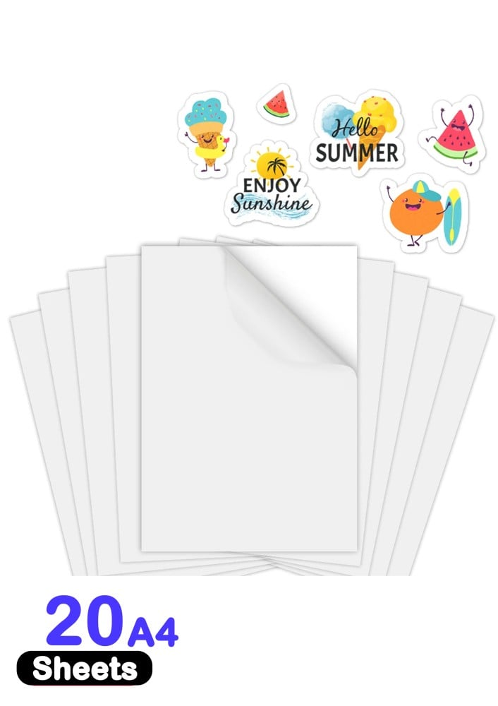 Printable adhesive vinyl for regular printers, A4 glossy white, 25 sheets — product image 1