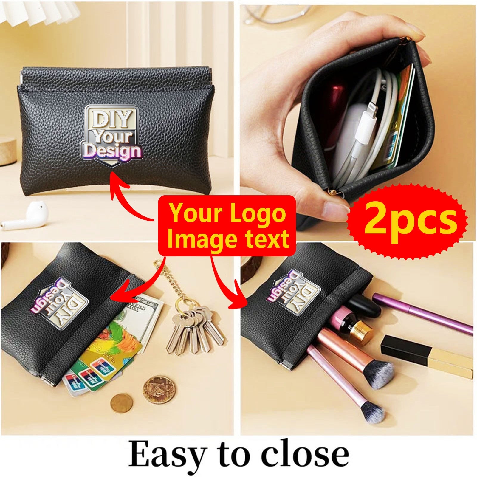 Bespoke Branded Bag – s Custom Storage Bag, HJ#6955 Makeup Bag,purse Wallet, And Image Text – image 3