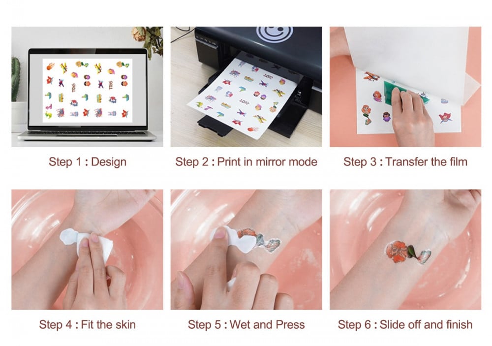 Golden temporary tattoo for laser printers, 5 sheets — product image 6