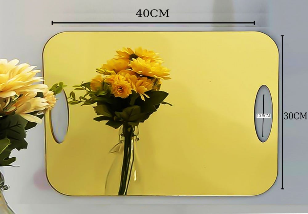 Gold mirrored acrylic serving tray, size 30 * 40 cm — product image 2