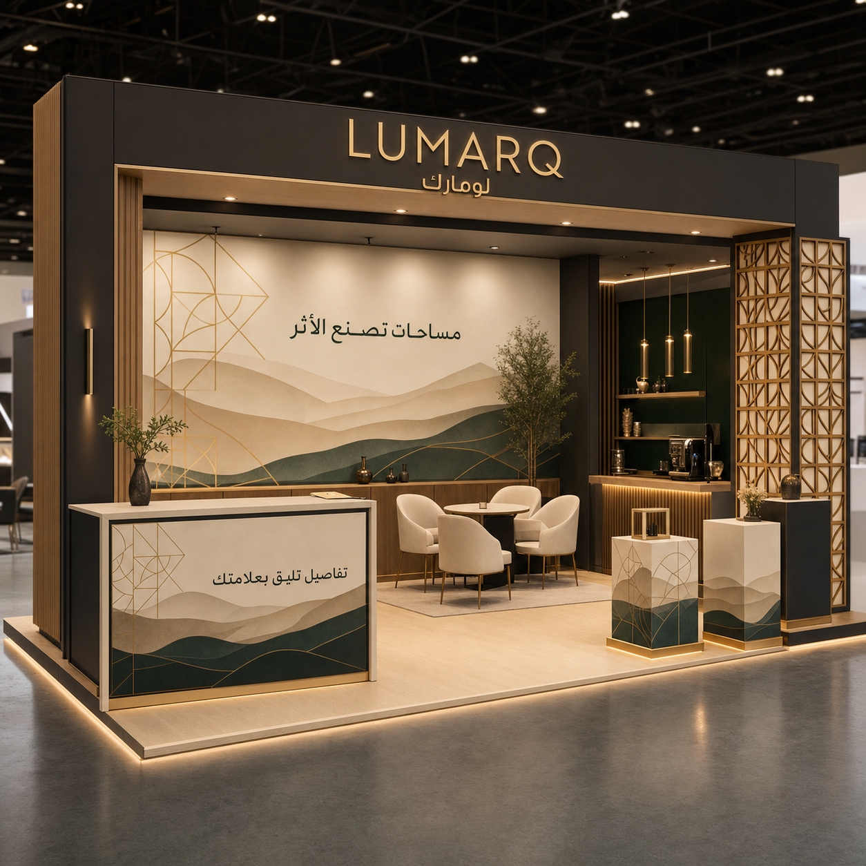 بوث لومارك فاخر 6×3 بطباعة جدارية مخصصة