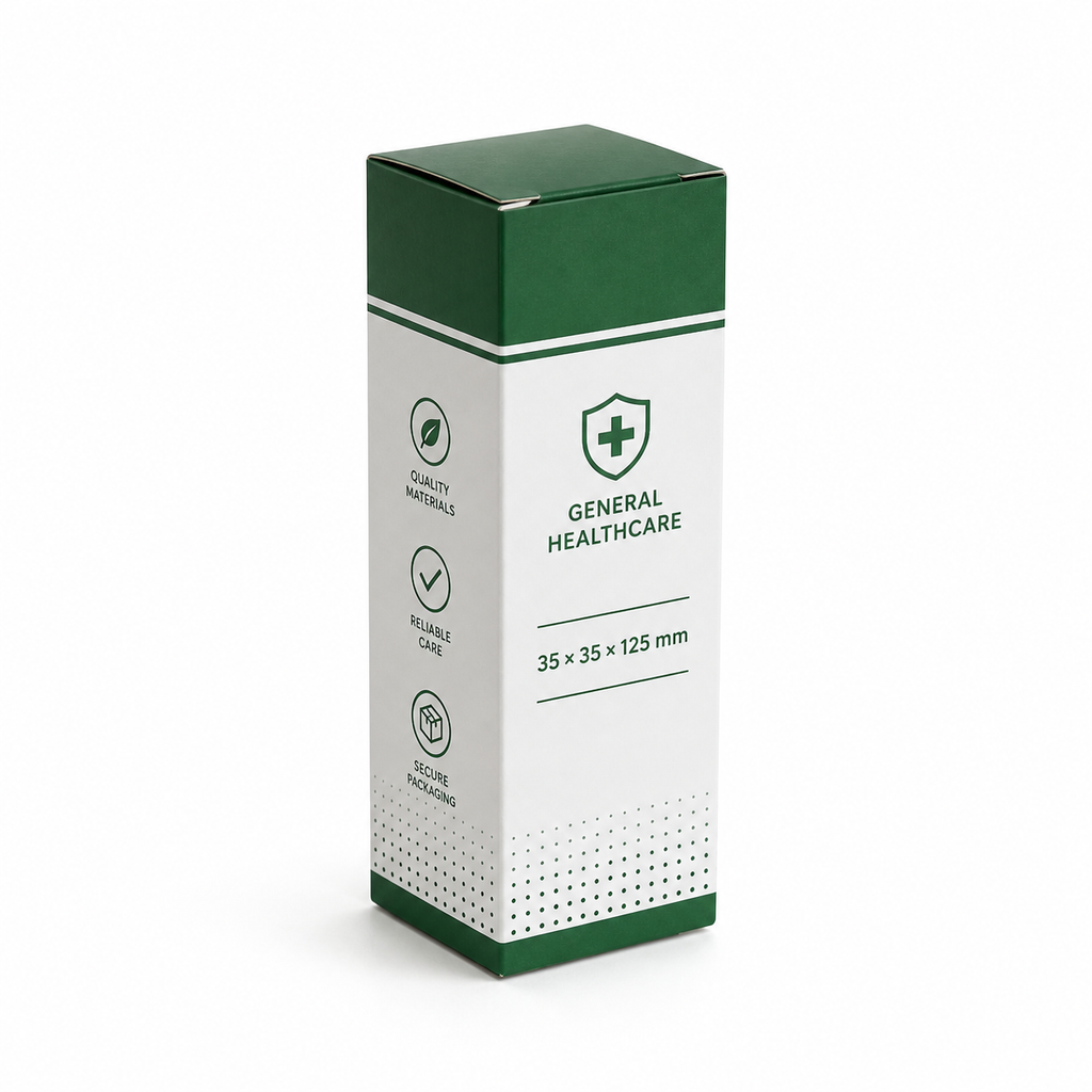 Custom medicine tube box 35 x 35 x 125 mm back view
