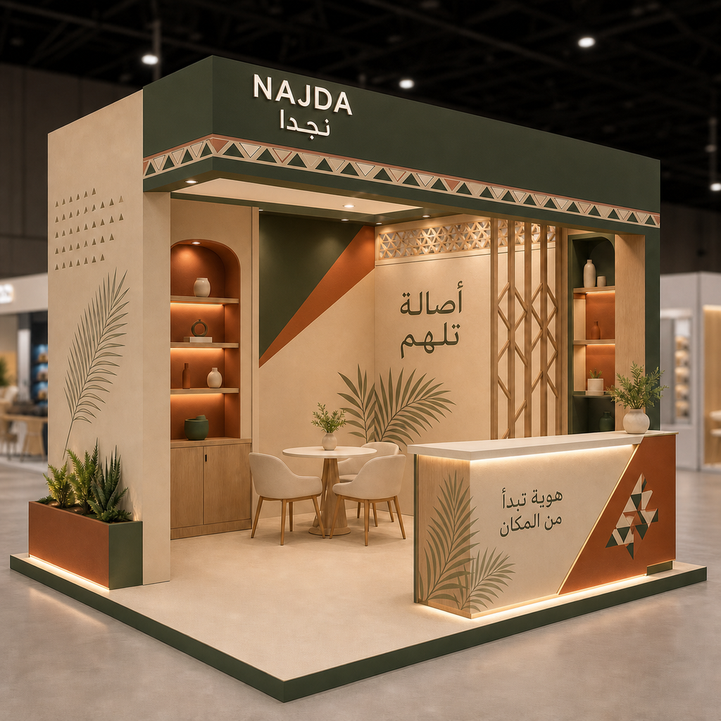 بوث نجدا 3×3 بتصميم نجدي وطباعة مخصصة