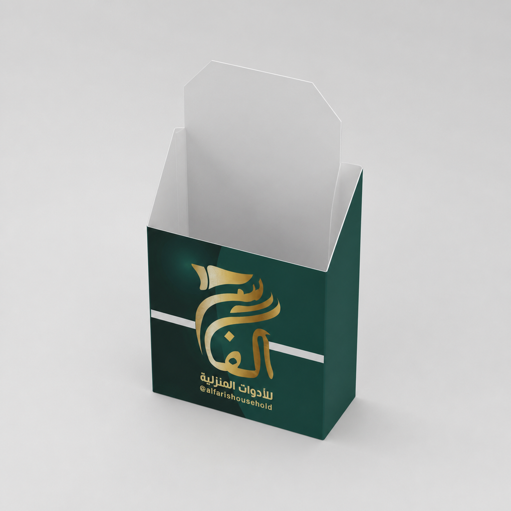 Product display container shown empty from an alternative angle