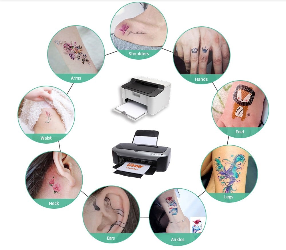 Golden temporary tattoo for laser printers, 5 sheets — product image 5