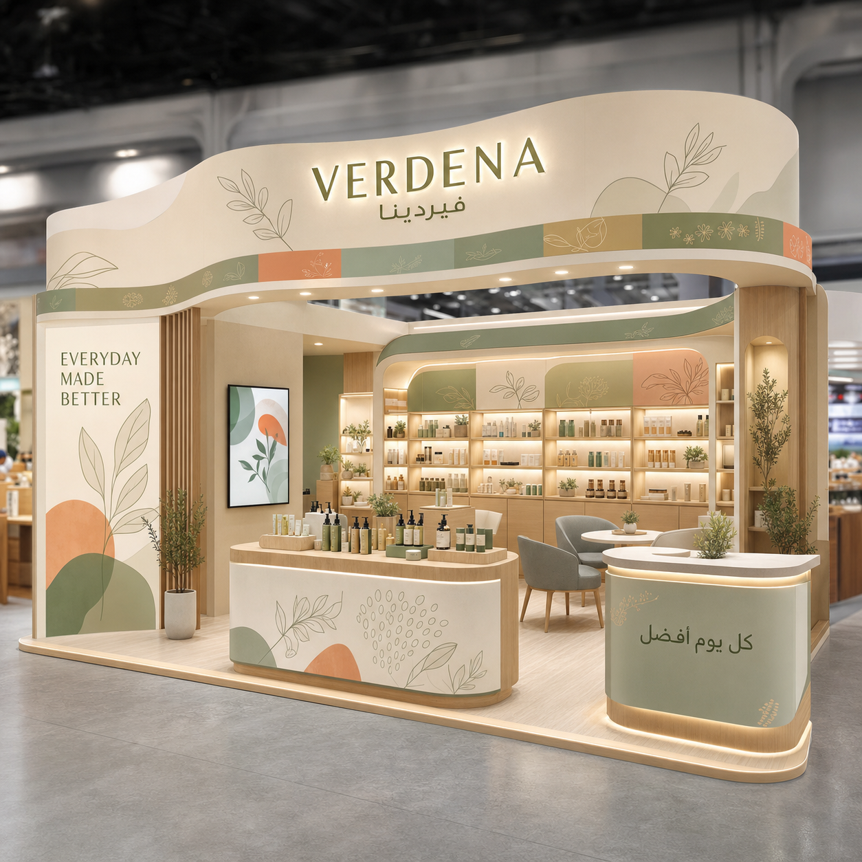 VERDENA 6×3 sustainable retail exhibition booth